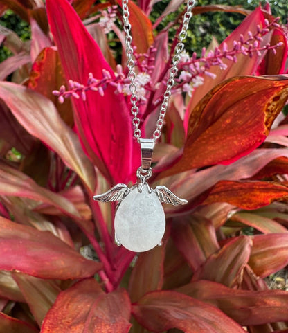 Clear Quartz Angelic Egg Pendant Necklace