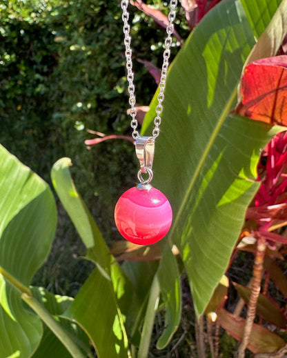 Stripped Pink Agate Ball Necklace