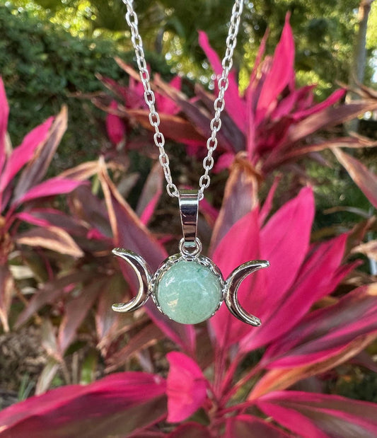 Green Aventurine Celestial 2 Moon Necklace