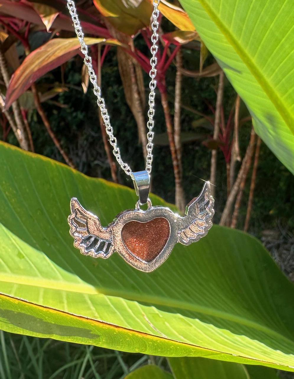 Goldstone Wings Pendant Necklace