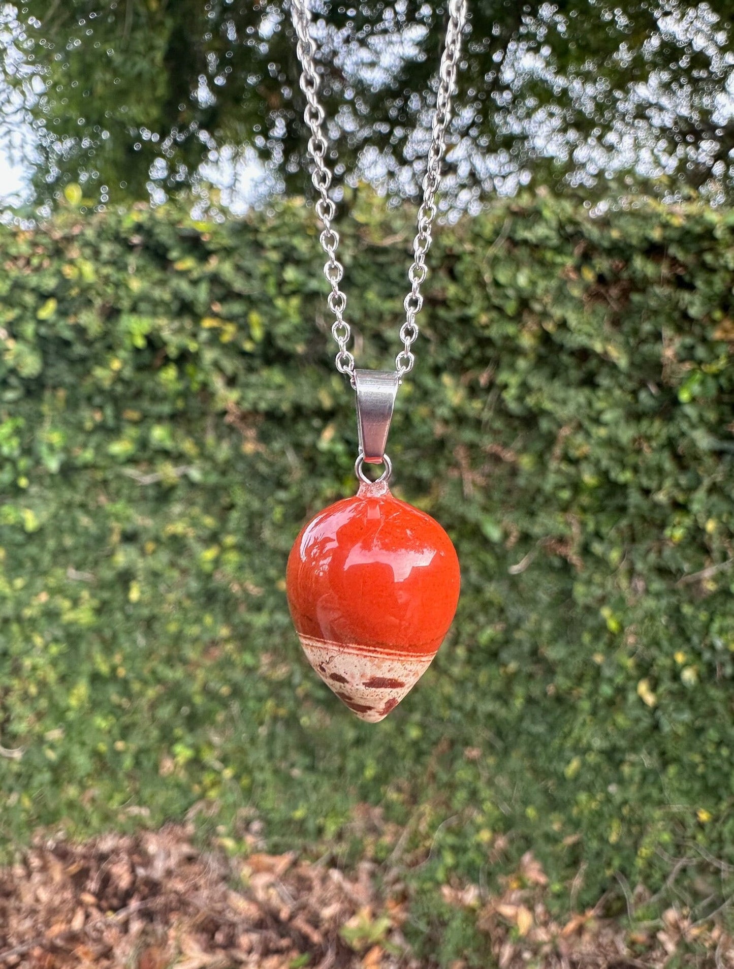 Rainbow Jasper Acorn Pendant Necklace