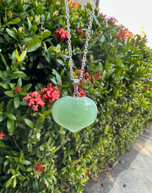 Green Aventurine Heart Pendant Necklace
