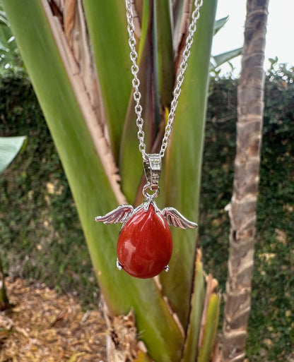 Red Jasper Angelic Egg Pendant Necklace