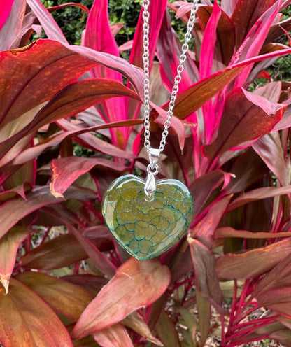 Heart Dragon Vein Agate Pendant Necklace