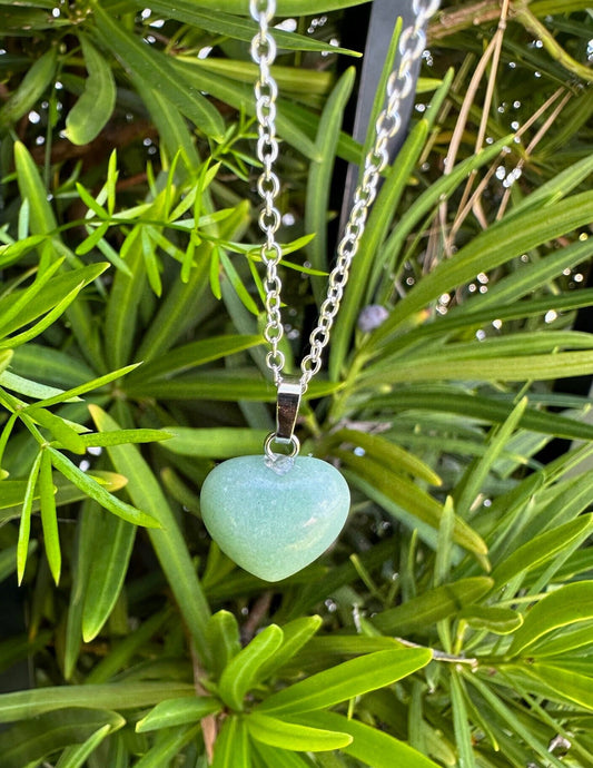 Green Aventurine Heart Pendant Necklace