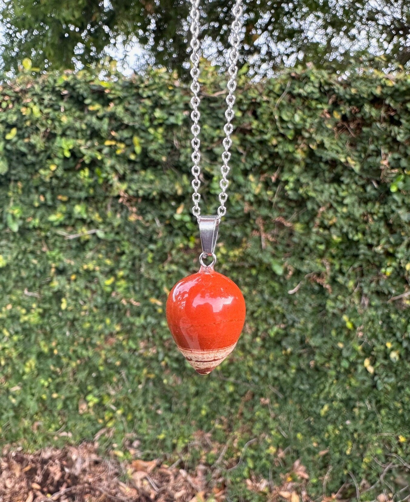 Rainbow Jasper Acorn Pendant Necklace