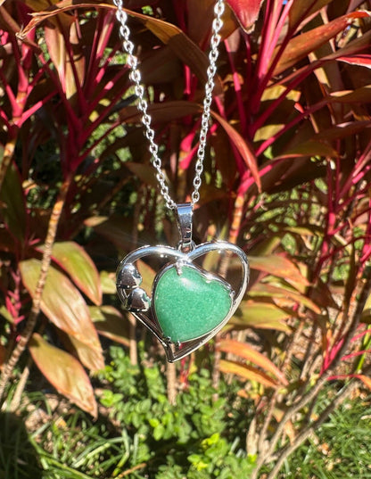 Green Aventurine Heart Pendant Necklace