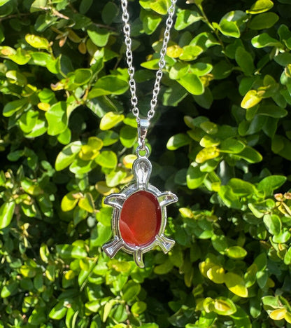 Red Agate Turtle Pendant Necklace