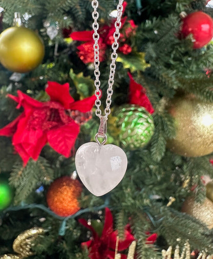 Clear Quartz Heart Pendant Necklace