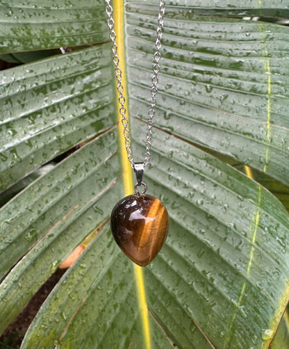 Tiger Eye Acorn Pendant Necklace