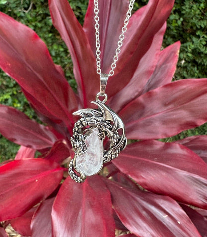 Clear Quartz Dragon Crawling Necklace