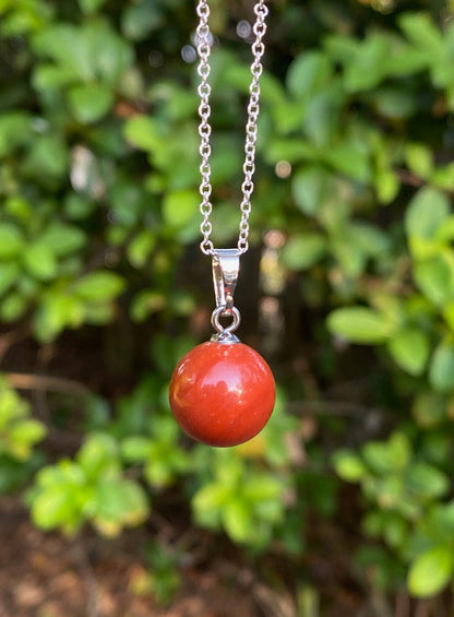 Dainty Red Jasper Ball Necklace