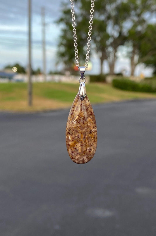 Indian Bloodstone Teardrop Pendant Necklace