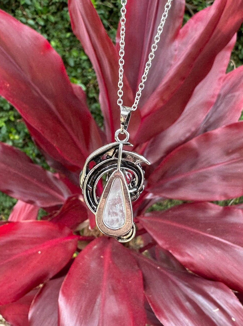 Clear Quartz Dragon Crawling Necklace