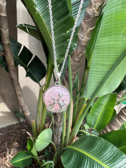 Rose Quartz Cat Love Pendant Necklace