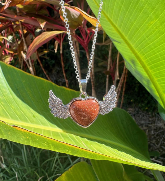 Goldstone Wings Pendant Necklace