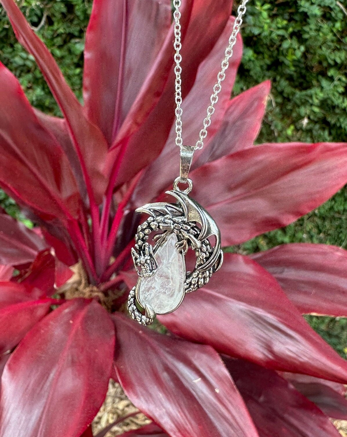 Clear Quartz Dragon Crawling Necklace