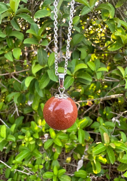 Goldstone Ball Pendant Necklace