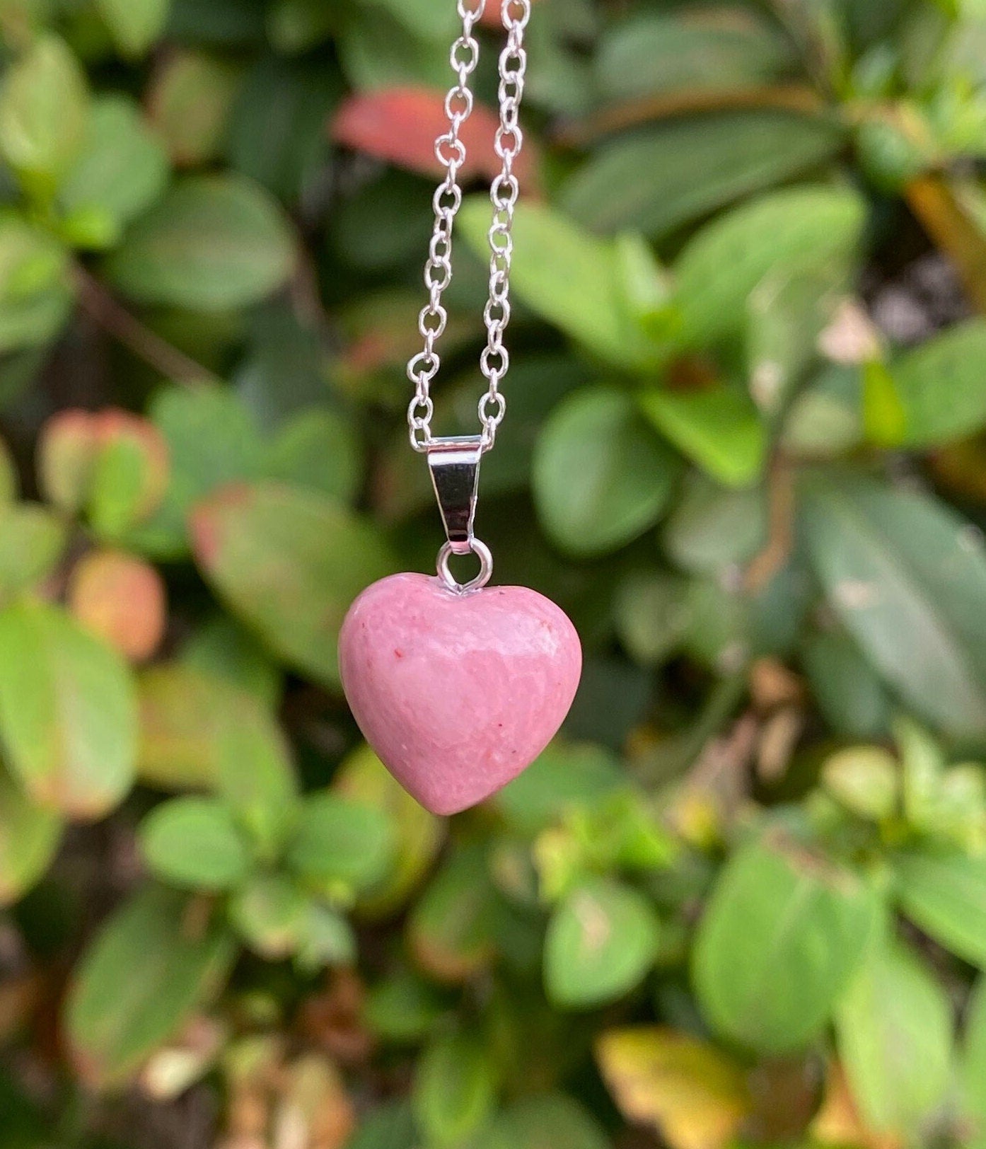 Rhodonite Heart Pendant Necklace