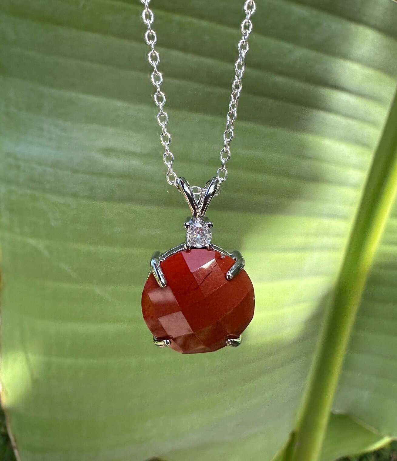 Red Jasper Prism Pendant Necklace