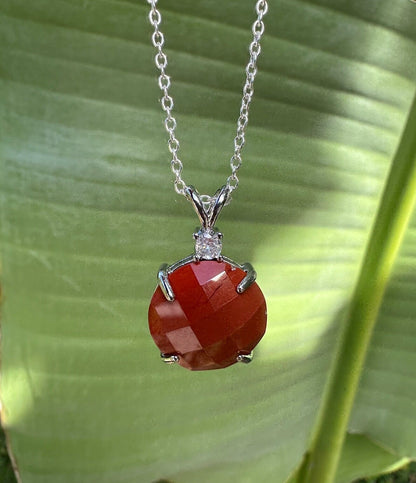 Red Jasper Prism Pendant Necklace