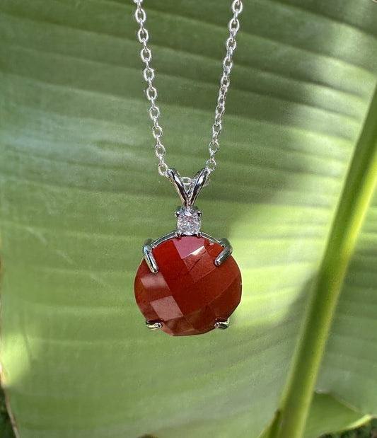 Red Jasper Prism Pendant Necklace