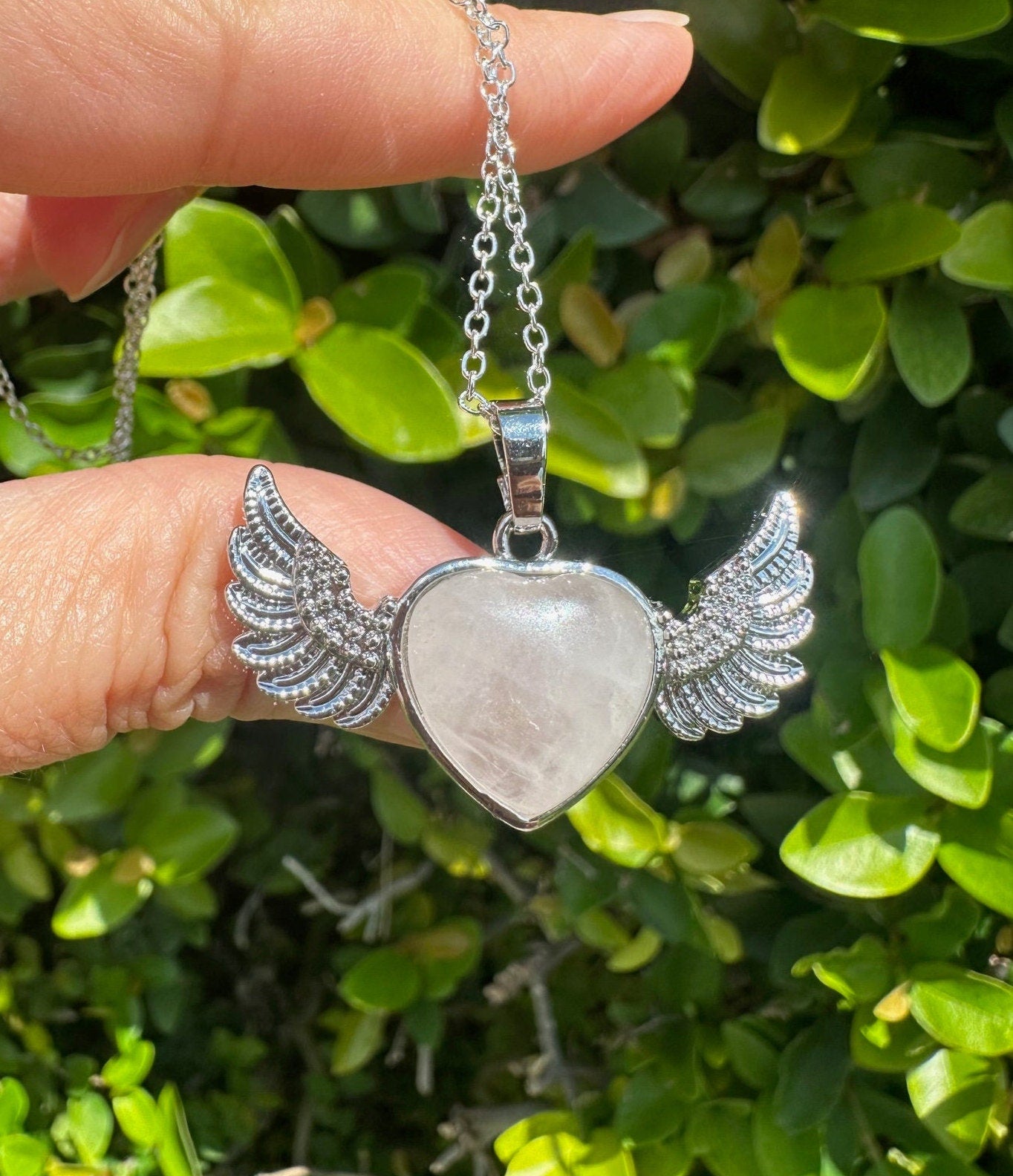 Clear Quartz Wings Pendant Necklace