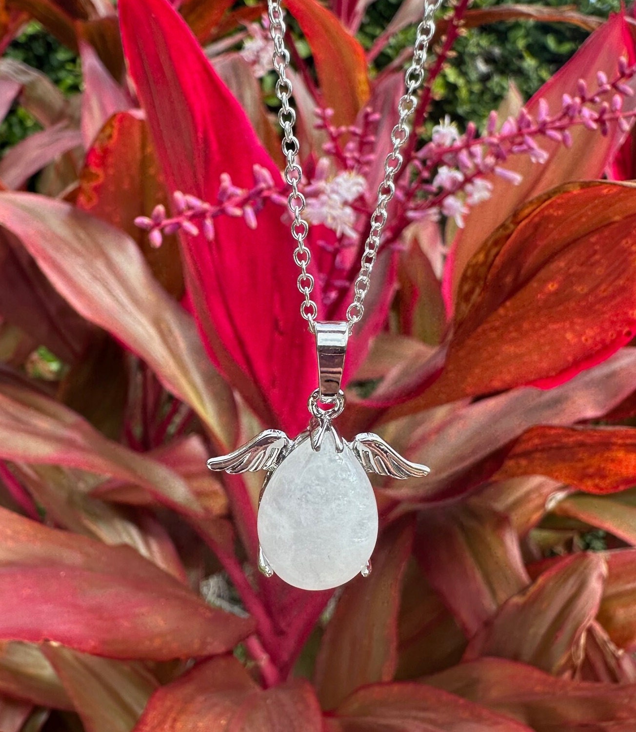 Clear Quartz Angelic Egg Pendant Necklace