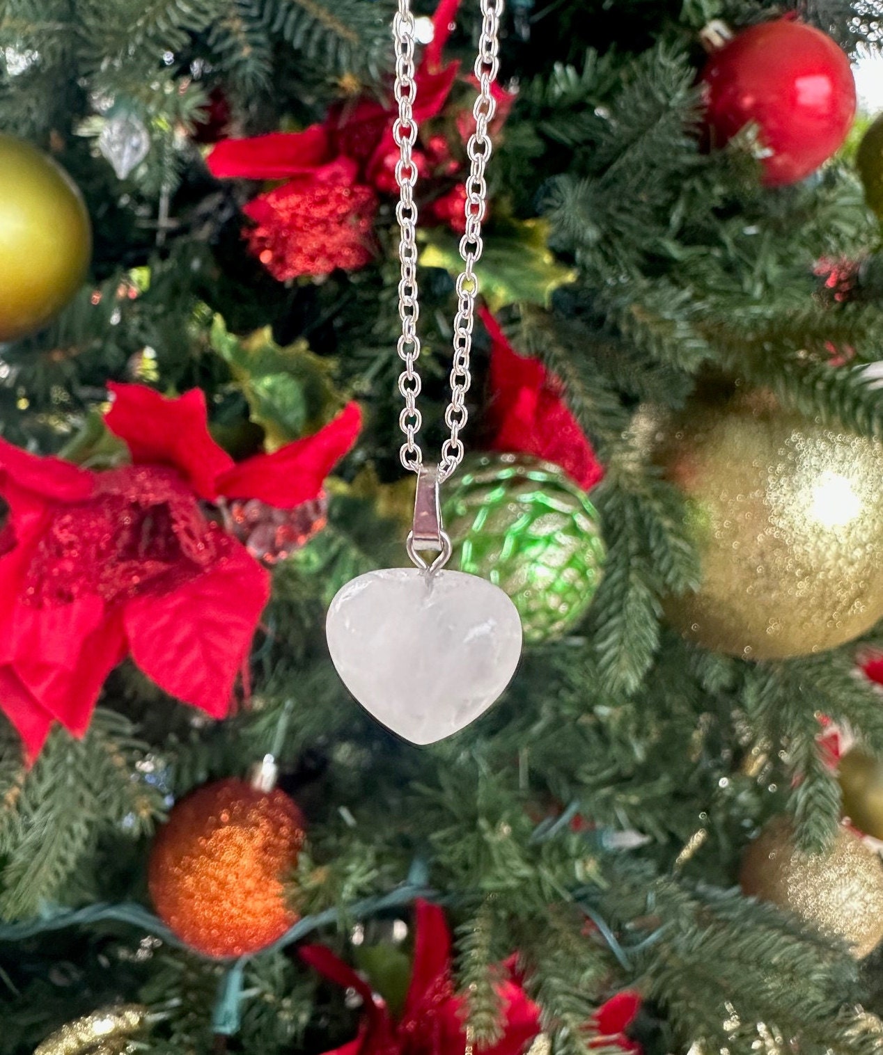 Clear Quartz Heart Pendant Necklace