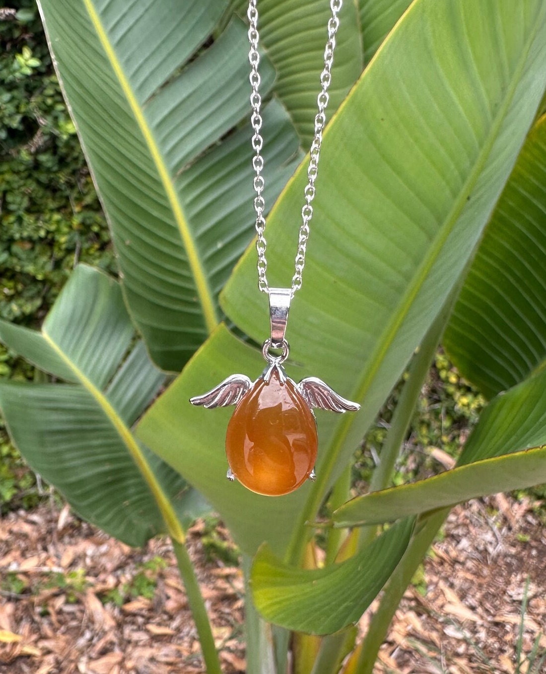 Carnelian Angelic Egg Pendant Necklace