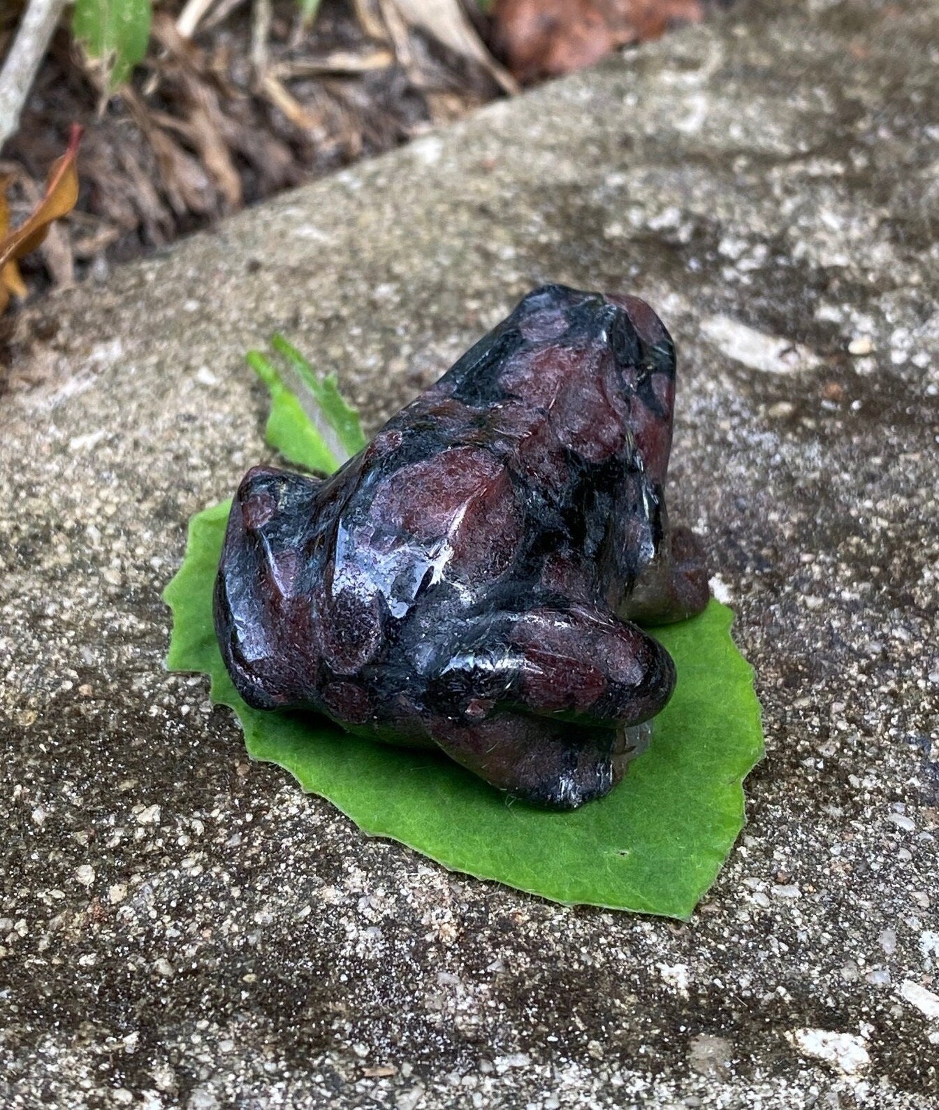 Garnet Frog Figurine