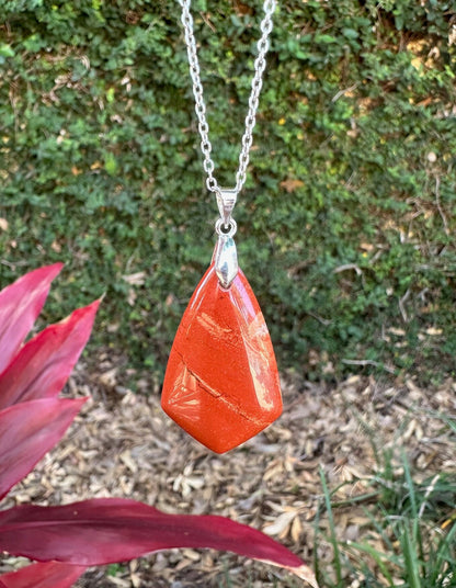 Red Jasper Shield Pendant Necklace